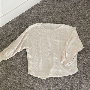 Cream Textured Long Sleeve Sweater